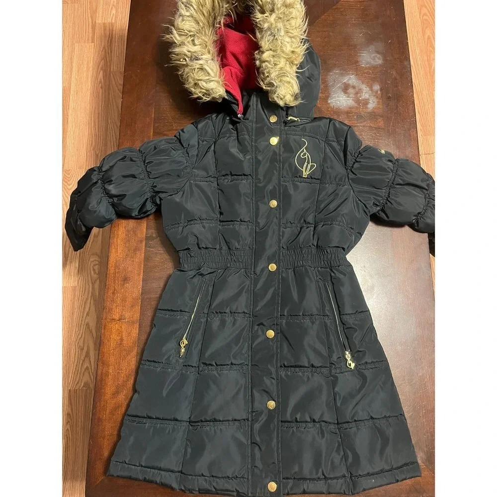 VTG BABY PHAT INSULATED PUFFER JACKET GIRLS S 7-8 FLEECE LINED FAUX FUR Y2K